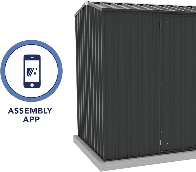 Absco Premier Storage Sheds, 10'x5' Metal Garage, DIY Backyard Shed, Utility Tool Storage, Weather & Wind Resistant Aluminum Panels & Steel Frame, Maintenance-Free, 12 Year Warranty, Monument Gray