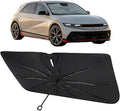 Proadsy Windshield Sun Shade Umbrella for Hyundai Ioniq 5 2022-2025 2026 Foldable Car Umbrella Sunshade with Soft TPU Handle Spring Structure Crystal Cooling Material Protect Car from Rays & Heat