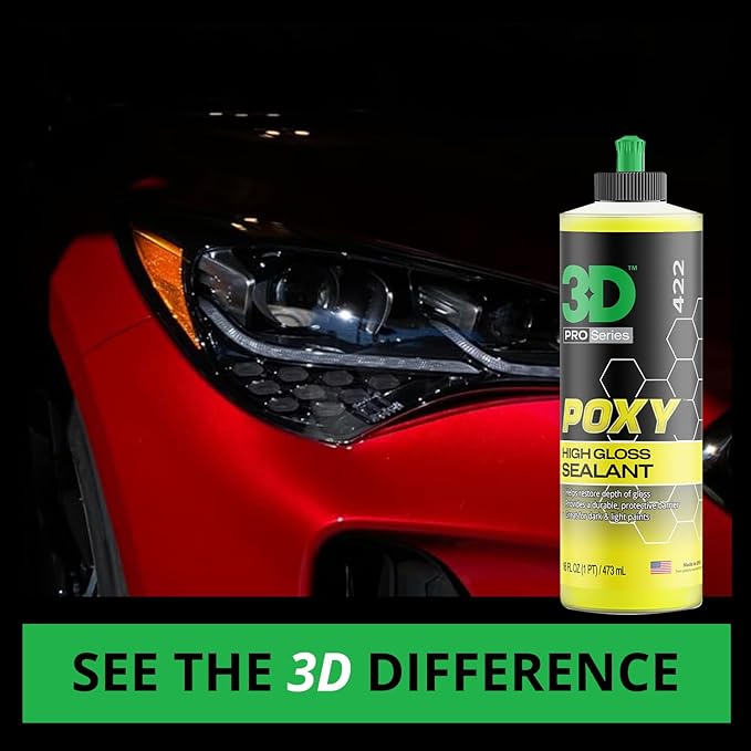 3D POXY Montan Wax Sealant – Long Lasting Hybrid Car Wax for High Gloss Finish & Paint Protection | Non-Staining Formula | Easy to Apply | Made in USA | 16 oz