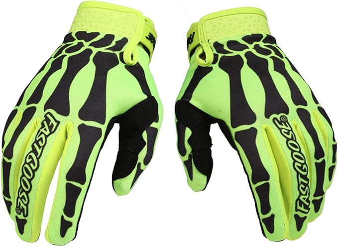 Skeleton Cool Motorcycle Bicycle Full Finger Off-Road Racing Gloves Outdoor Sports for Men Women & Mountaineering