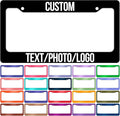 Custom License Plate Frame – Personalized License Plate Holder with Photo & Text – Rust-Proof Aluminum Car Tag Cover for Front/Rear, Car Accessory for Men & Women, Includes Screws, 12"x6" (2 Holes)