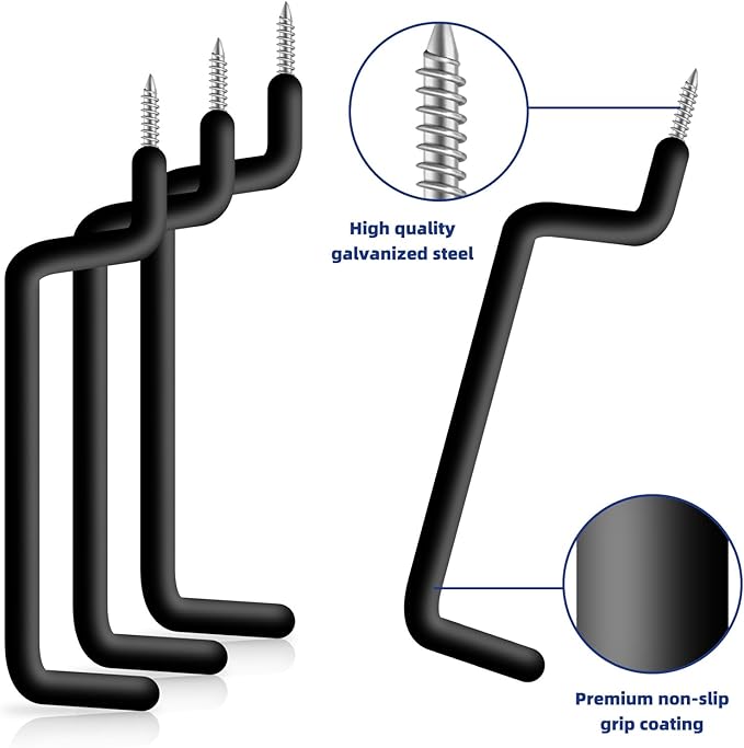 10 Pcs Ladder Hook Screw in Storage Hanger, Wall Mount Garage Storage Hooks Heavy Duty Shelf Organizer for Bike, Foldable Chair, Ladder
