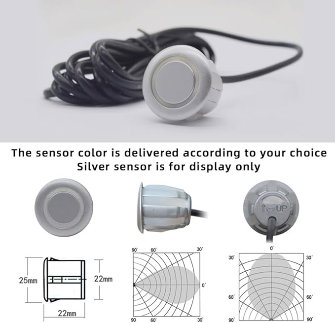 Parktronic 8 Parking Sensors Kit Reverse Backup Radar System Rear and Front View with Sound Warning Ultrasonic Distance Detection for Car Vihicle