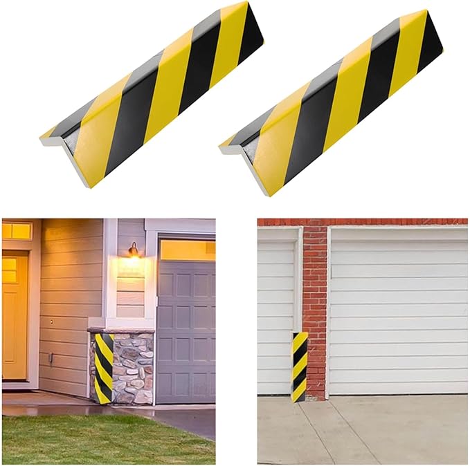 2 Packs 40 * 15 * 1.5cm Garage Wall Protector Foam Wall Corner Guard for Parking Garages Wall Edge Protector with Reflective Safety Stripe, Self-Adhesive (Red-White)