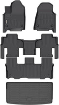 GINOWY- Floor Mats & Cargo Liner for Jeep Wagoneer 2022-2025,8 Passenger, TPE All Weather Car Mats, Custom Fit Trunk Mat Waterproof Floor Liners Accessories Black