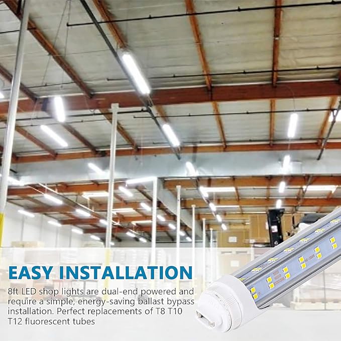 4 Pack, 120W 8ft R17D LED Tube Light, F96t12 HO 8 Foot Bulbs, 96'' Shop Light to Replace T8 T12 Fluorescent Bulbs, 100-277V Input, 19800LM, Cold White 6000K, Clear Lens