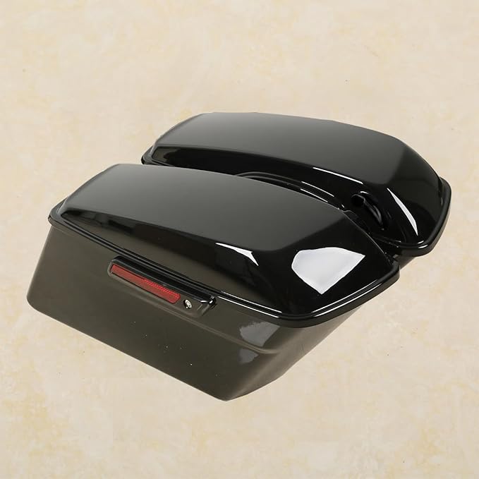 Green-L Vivid Black Hard Saddlebags with Black Latch Keys Liners Fit for Harley Touring Road King Street Glide Electra Ultra Classic 2014-2024