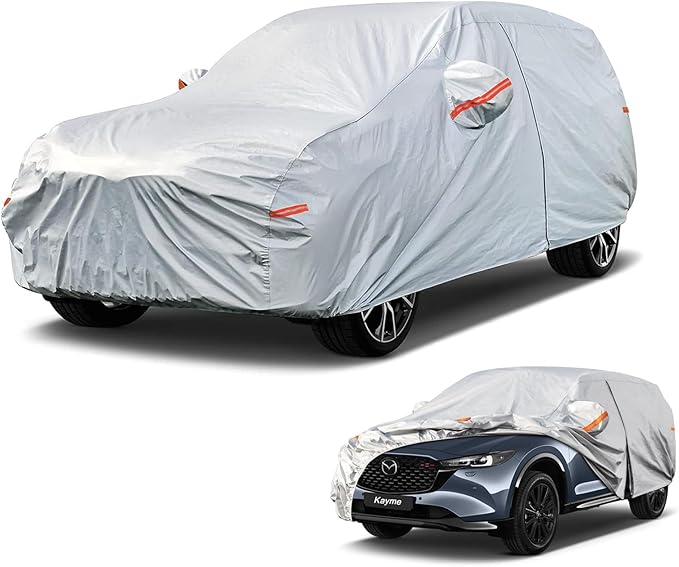 Kayme 6 Layers SUV Car Cover Custom Fit for Mazda CX-5 CX5 (2012-2025) Waterproof All Weather for Automobiles, Outdoor Full Cover Rain Sun UV Protection.Silver
