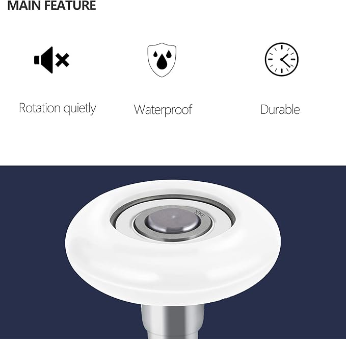 XiKe 10 Pack White 2" Nylon Garage Door Roller 4" Stem, Quiet/Durable and High Load, Use 6200-2RS Double Seals Precision Bearings.