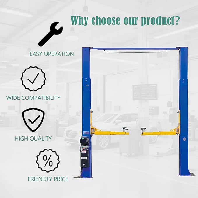 Car Lift Single/2 Post Auto Lifts, 6200/9000/10000LBS Capacity, 240V Hydraulic Truck Hoist, Heavy Duty Auto Lift with Safety Locks for Home Garage (10000LBS Clear Floor 2 Post, 1)