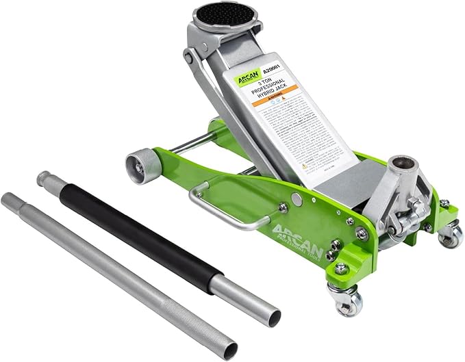 ARCAN Tools 3-Ton (6,000 lbs.) Hybrid Heavy Duty Aluminum and Steel Low Profile Floor Jack with Dual Pistons Reinforced Lifting Arm (A20001)