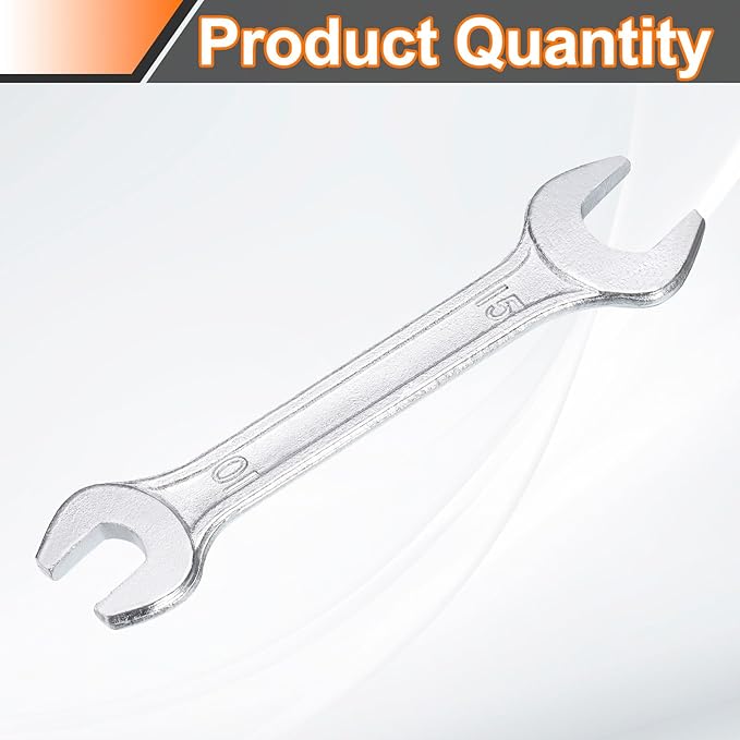 HARFINGTON Double Open End Wrench 10mm x 15mm Metric 15 Degree Offset Angle Small Flat Head Wrench Galvanizing Open Ended Spanner for Automotive Repair Furniture Assembly