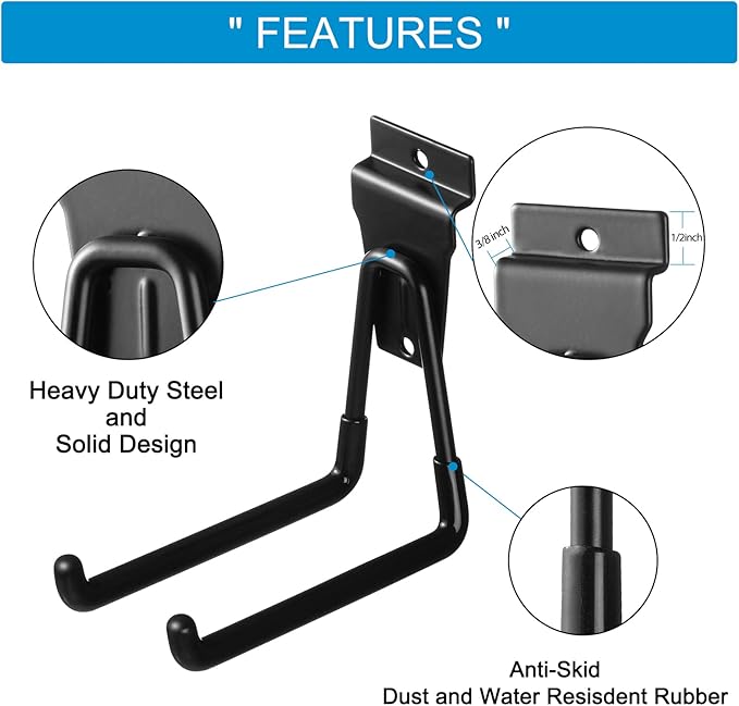 16 Pack Slatwall Hooks, Slatwall Accessories for Garage Storage, Heavy Duty Slat Wall Hanger(Black)
