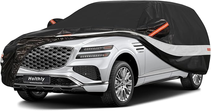 10 Layers SUV Car Cover Custom Fit for Genesis GV80 (2021-2025), Waterproof All Weather for Automobiles, Outdoor Full Cover Sun Dust Rain Protection with Cotton. Black