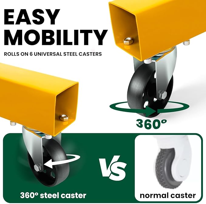 2 Ton Folding Engine Hoist, 4400lbs Hydraulic Cherry Picker Engine Hoist with 6 Casters, Heavy Duty Engine Lift for Garage, Workshop, Automotive Repair (Yellow)