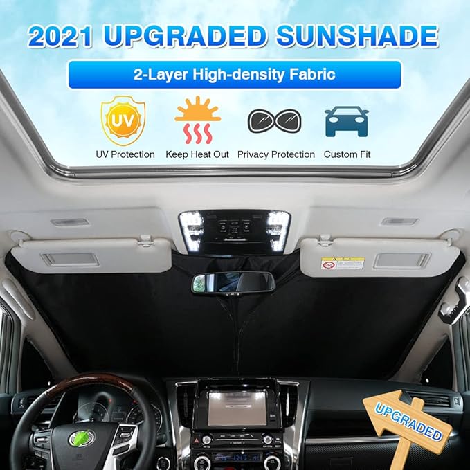 T TGBROS Windshield Sun Shade Custom Fit for 2018–2023 Kia Stinger Accessories Foldable Sun Shield Reflective Polyester Sun Visor Cover Block Heat and Sun Protection