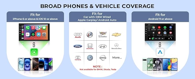 Wireless Carplay Adapter for iPhone & Android Auto 2-in-1, Stable, Plug & Play Low Delay Carplay Wireless Adapter Convert Wired to Wireless Apple Car Play Dongle for iOS 10+/Android 11+ (Grey)