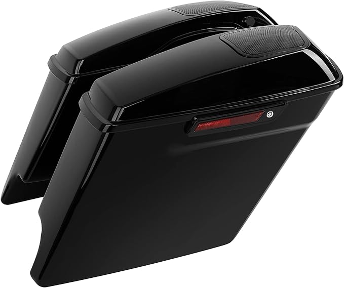 XFMT Motorcycle 5" Stretched Hard Saddlebags W/ 6 x 9 Inches Speaker Lids For Harley Touring Road King Road Glide Street Glide Electra Glide Ultra Classic 2014-2023 (Black Latches)