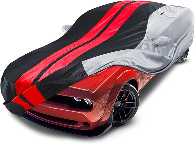 iCarCover Custom Car Cover Compatible with Challenger 2008-2024, Waterproof All-Weather Rain Snow UV Sun Protector Full Exterior Indoor Outdoor Car Covers, Tribe (Gray/Black)