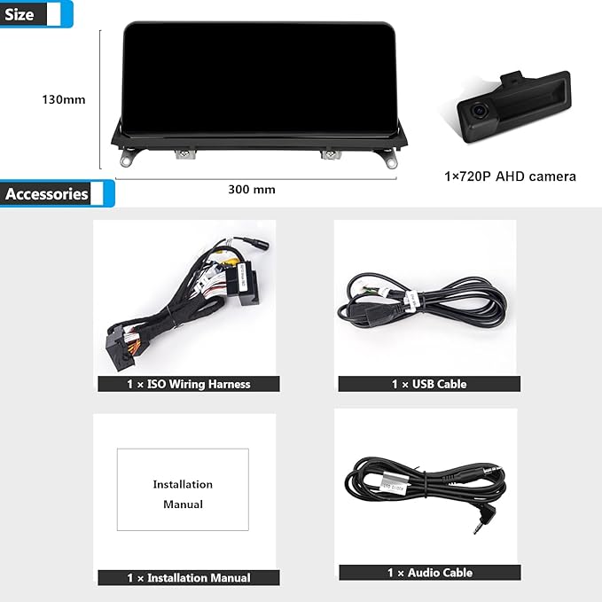 PEMP Linux Vertical Screen E70 E71 CIC Wired and Wireless CarPlay Retrofit Android Auto Mirror Link Car Screen for BMW X5 X6 (2010-2012) with a 720P AHD Reverse Camera