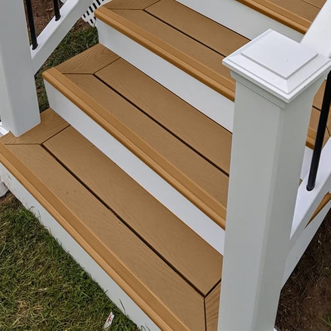 Rubber Bond Stair Edge Protector (Pack of 5) 36x2x1 inch Anti-Slip Stair Corner Trim Rubber Strips - Waterproof Self-Adhesive Staircases for Outdoor & Indoor Uses | Protect Kids & Pets - Brown