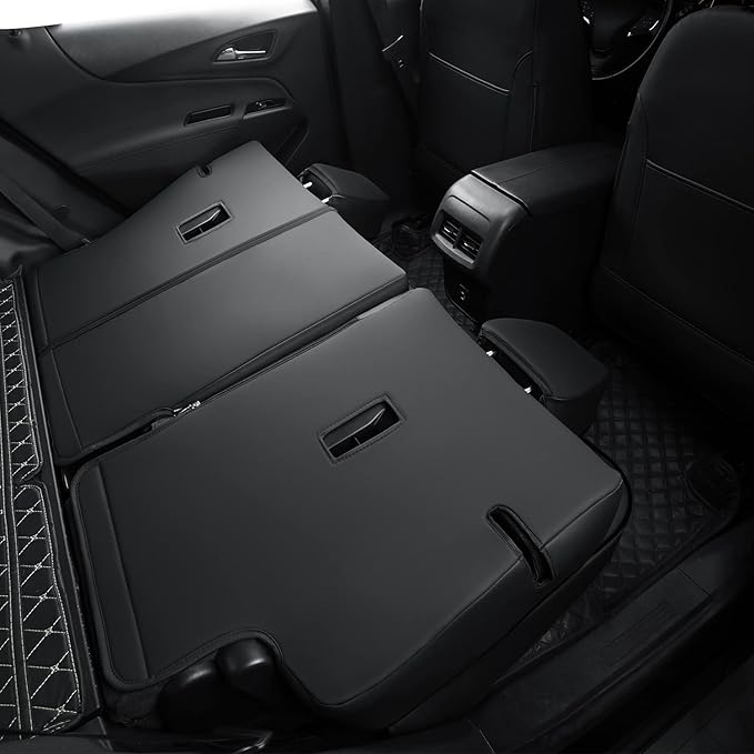 RISINGSTAR Terrain Seat Covers, fit for 2018-2024 GMC Terrain SUV with Rear Split Seats, Water Proof Faux Leather(Full Set, Black&Gray)
