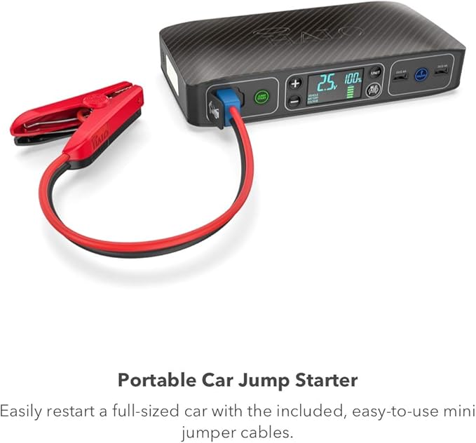HALO Bolt Air 58830 Portable Car Battery Jump Starter | 100 PSI Air Compressor, 58.8Wh USB Power Bank, Emergency Floodlight & Charger, Jump Cars SUVs & Trucks, Inflate Tires, TSA Approved — Rose Gold