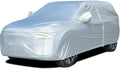 Tecoom Light Shell Breathable Material Classic Zipper Design Waterproof UV-Proof Windproof Car Cover with Storage and Lock for All Weather Indoor Outdoor Fit 191-205 Inches SUV