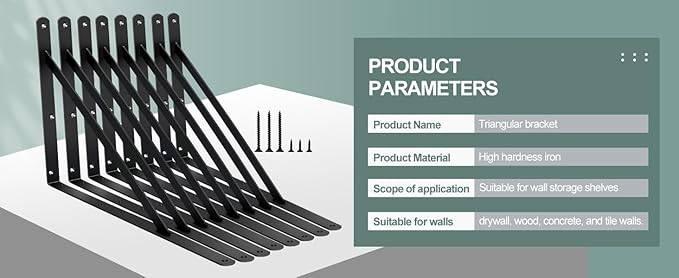 12 Pack L18 x H 12" Black Heavy Duty Shelf Brackets with Screws Metal Shelf Brackets Shelf Support Angle Brackets for Shelves L Brackets Heavy Duty Floating Shelf