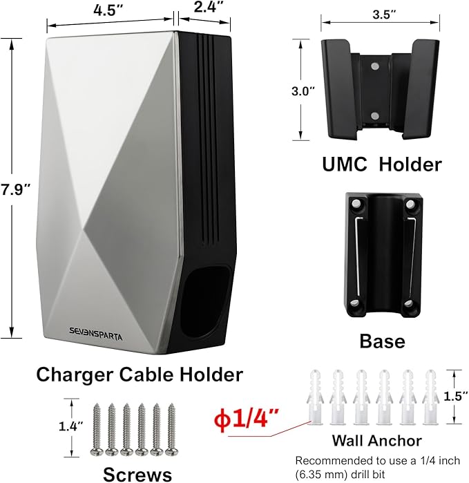 Upgraded Aluminum Charging Cable Holder with Chassis Bracket Compatible with Tesla Cybertruck Model 3 Model Y Model X Model S Charger Cable Organizer Accessories for Wall Connector,Improved Slot