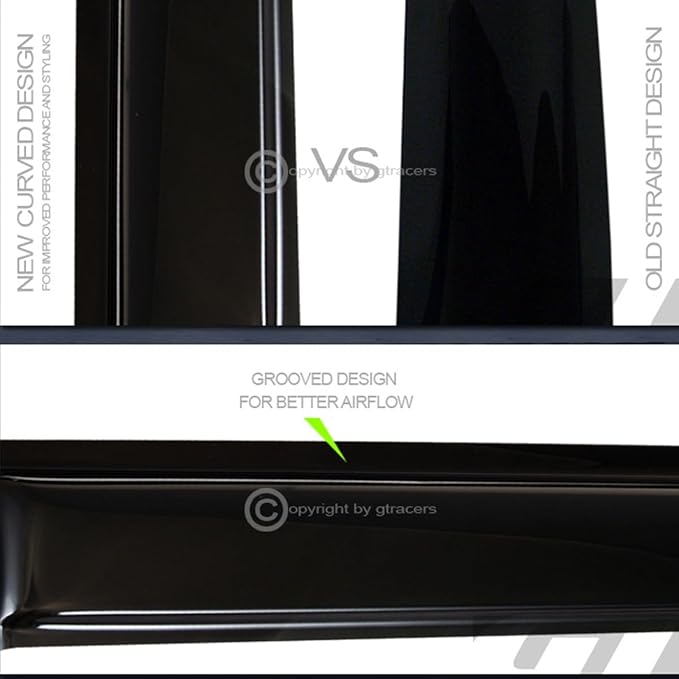 Dark Smoke Tint Window Visors Front Rear Deflector Sun/Rain/Wind Guards Shade for 1995-2004 Compatible with Toyota Tacoma - 2pcs