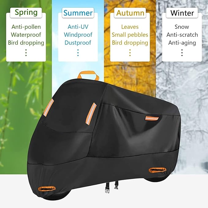 Bike Cover Outdoor Storage Waterproof for 1 Bike, 300D Oxford, Lock Holes, Reflective, Windproof Buckles, Bike Tarp for Mountain Road City Electric Bicycle (S: 68" x 33" x 39")