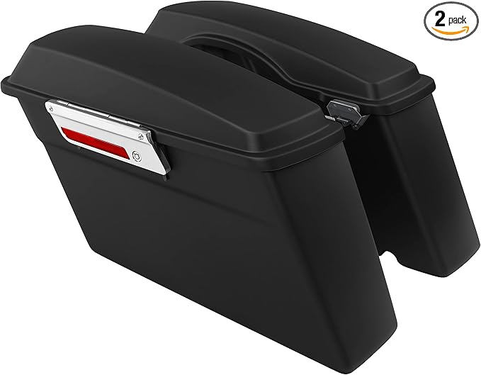 XFMT Motorcycle Matte Black Hard Saddlebags Saddle Bags Trunk W/Lids & Chrome Latches For Harley Touring Road King Street Glide Road Glide Electra Glide 1994-2013