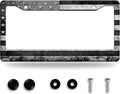 Grey Black American Flag License Plate Frame Vintage USA Flag License Plate Stainless Steel Funny License Plate Holder Patriotic Car Accessory Car Decoration 12.3" x 6.3"for Men Women
