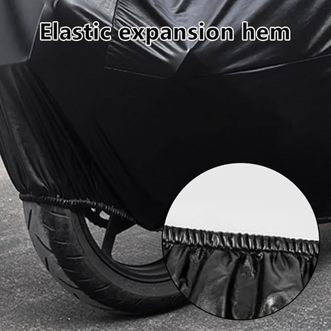 Motorcycle Cover Soft Stretch Waterproof Motor Cover Dustproof Durable Motorbike Cover for Indoor and Outdoor, 116 inches