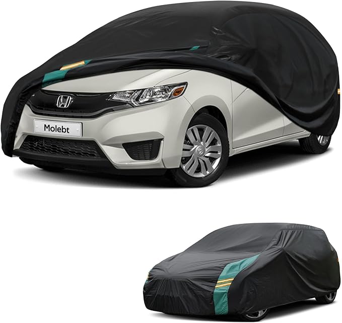Hatchback Car Cover Waterproof All Weather for Automobiles, Universal Fit for Honda Fit, Ford Focus, Subaru Impreza, Toyota Matrix, VW Golf. Rain Winter Sun Protection. (Length: 164"-178")