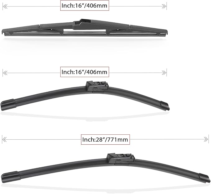 Windshield Wiper Blades Replacement for Toyota Prius 2016-2022 Original Factory Quality Front Rear Wipers Blade Set for My Car - 28" 16" 16" (Pack of 3)