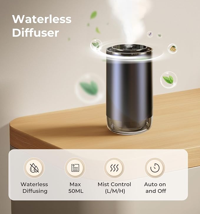 Smart Car Air Fresheners, New Smell Experience Car Freshener Essential Oil Diffuser, Adjustable Concentration, Auto On/Off, Built-in Battery, Each Bottle of Perfume Lasts 120 Days-Orange