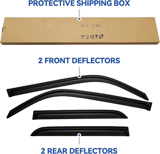 Window Visors Rain Guards for 2010-2024 Toyota 4Runner, Out-Channel Window Vent Wind Deflectors Visors Shades for 10-24 4 Runner