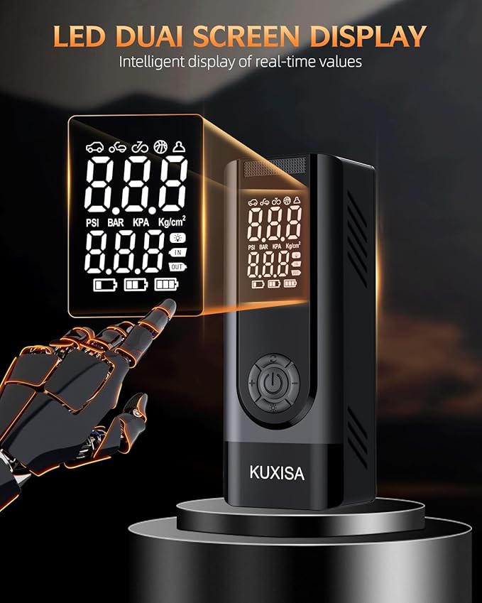 Tire Inflator Portable Air Compressor,180PSI & 3X Faster Air Pump for Car Tires with Digital Pressure Gauge, 25000mAh Air Compressor for Car, Motorcycle, Bicycle, Ball and More.