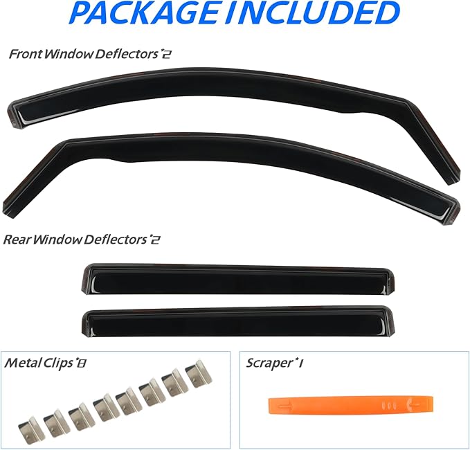Window Visor Fit for GMC Terrain 2018-2024, in Channel Window Rain Guards, Smoke Tinted Vent Window Visors, Vent Shade Shield, 2018 2019 2020 2021 2022 2023 2024, 4pcs