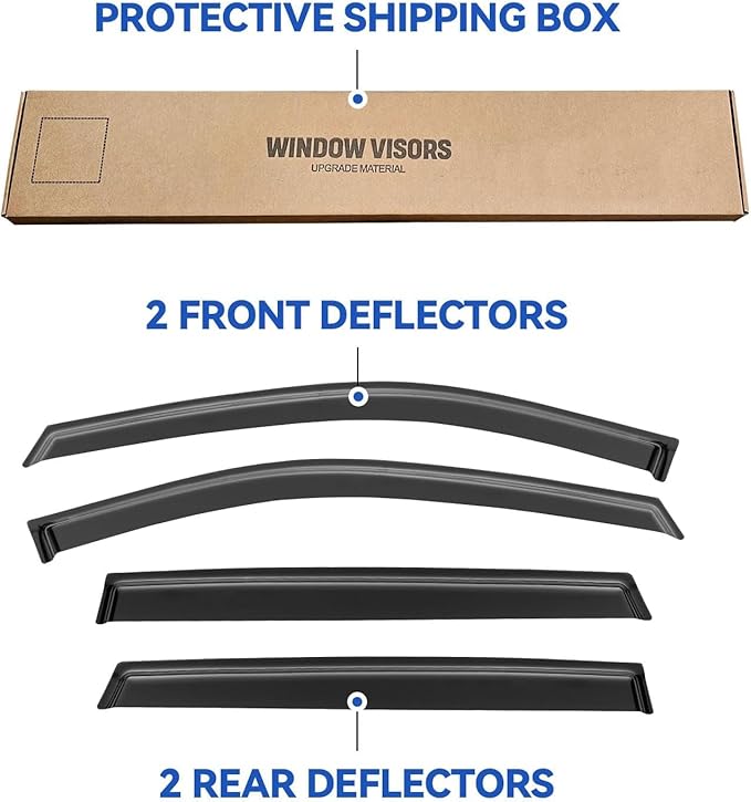 Window Visors Rain Guards for Nissan Rogue S SV SL 2014-2020, Out-Channel Window Vent Wind Deflectors Visors Shades for 14-20 Rogue (Excludes Rogue Sport Model)