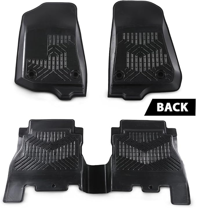 G-PLUS Floor Mats 3PCS Fit for Jeep Wrangler JL 2018-2025 Unlimited 4-Door Only (Not Fit for JK or 4XE), All Weather TPE Custom Fit Heavy Duty Floor Liners 1st & 2nd Row, Black