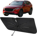 Proadsy Windshield Sun Shade Umbrella for Mazda CX-50 2023-2025 2026 Foldable Car Umbrella Sunshade with Soft TPU Handle Spring Structure Crystal Cooling Material Protect Car from Rays & Heat