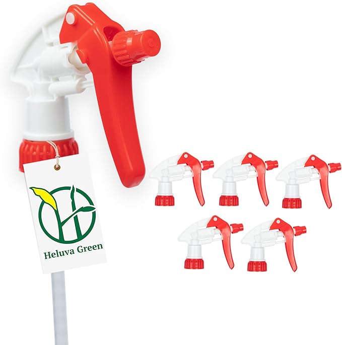 Spray Bottle Nozzle Replacement, Bottle Tops Only - Sprayer Nozzle Triggers for Heavy Duty, Commercial, Home Cleaning Solutions - Fits 8,16,24,32 oz Plastic & Glass Bottles, Red 6 Pack