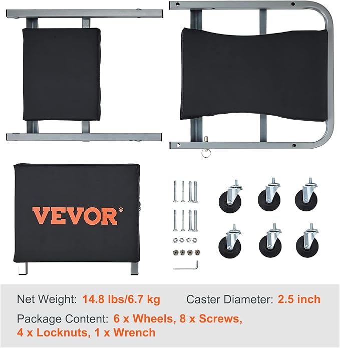 VEVOR Mechanic Creeper, Garage Gift, 36" Z Creeper Seat, 2 in 1 Mechanic Gifts, 300 lbs Capacity, Low Profile Creeper with 6 pcs Wheels in Garage/Shop for Fathers Day Tool Gift