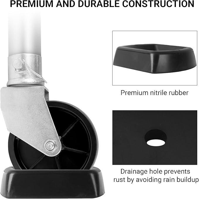 AR-PRO Jack Wheel Chock Stabilizer - Heavy Duty Rubber Travel Trailer Jack Caster Wheel Dock 6" Single Wheel Stopper for Boat RV Trailers and Caravans
