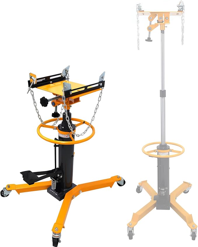 Transmission Jack 1660 lbs/ 0.75 Ton Capacity Hydraulic Telescopic Transmission Jack 34" - 68" Adjustable Height Telescoping Transmission Hydraulic with 360° Swivel Wheels Lift Hoist
