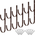 6 Pieces Pool Pole Hook Hanger Swimming Metal Brackets Pool Hook with 12 Pieces Screws for Telescopic Poles, Skimmers, Leaf Rakes, Net, Brush, Vacuum Hose, Garden and Pool Accessories (Coffee Color)