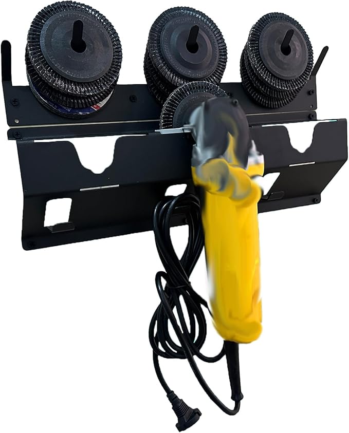 Updated Angle Grinder Holder, 3 Bay Angle Grinder Holder with Discs Hook Rack, Grinder Rack for Garage, Workshop, or Tool Trailer